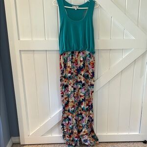 Derek Heart Teal Racerback Maxi Dress